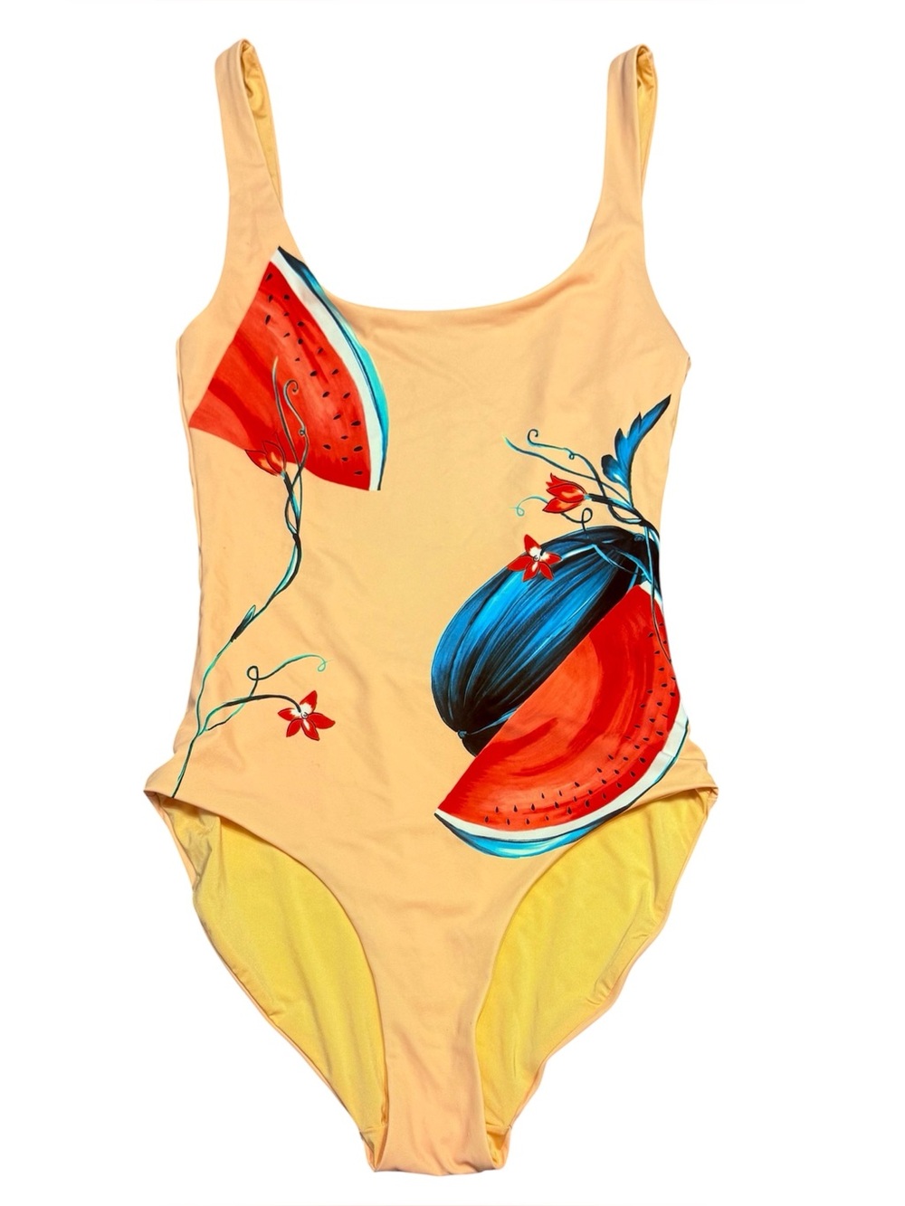 Onia Kelly Peach Watermelon One-Piece Low-Back Swimsuit Size Small MSRP $225